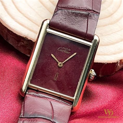 cartier tank maroon